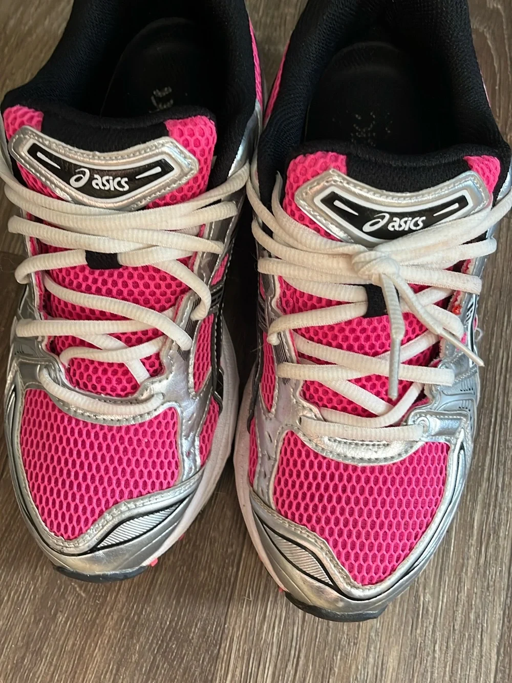 Asics Hot Pink and Silver Athletic Sneakers